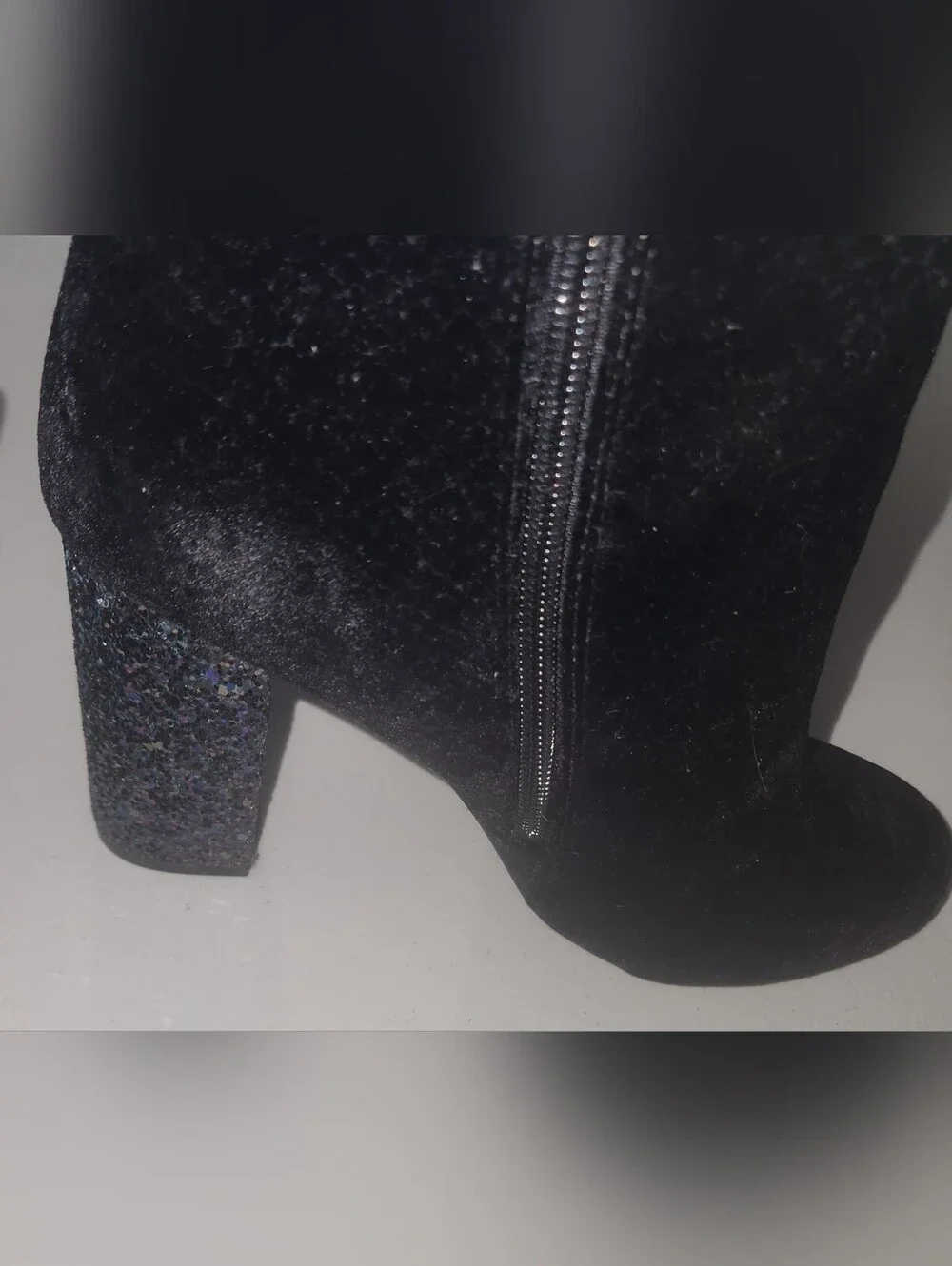 Call It Spring Women's Black Ankle Boots W/ Blue Embellished Heels Size 8.5